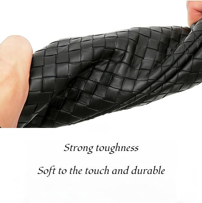 maffick Men’s Hand-Woven Soft Leather Clutch Bag - Luxury Business Wristlet with Zipper Divider - Available in small (24cm) Size - Black - Image 5